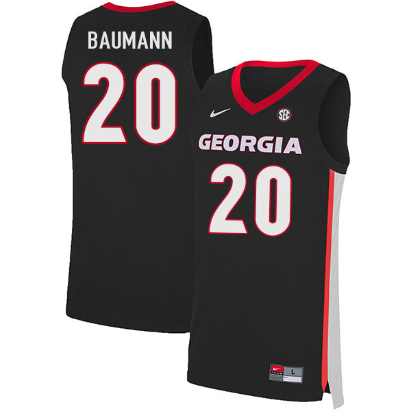 Georgia Bulldogs #20 Noah Baumann College Basketball Jerseys Sale-Black